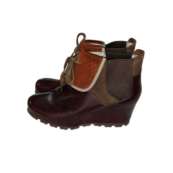 Merrell Cinnamon Smooth Brown Leather Wedge Bootie Ankle Boots Women's 10 - Picture 2 of 7